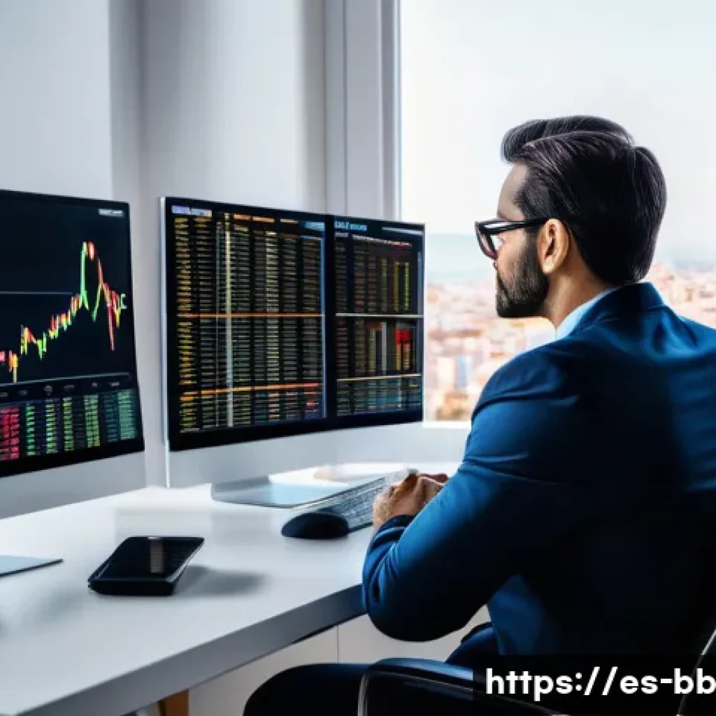 재무계획의 자산 배분 전략 - A professional Spanish investor in a modern home office setting, analyzing diversified investment po...