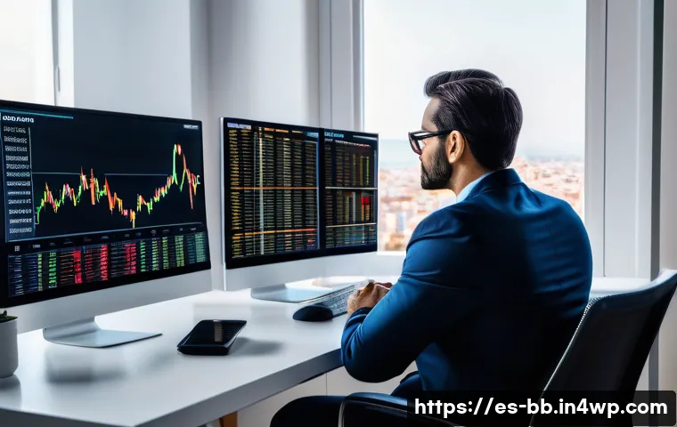 재무계획의 자산 배분 전략 - A professional Spanish investor in a modern home office setting, analyzing diversified investment po...